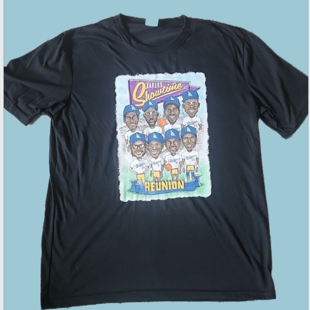 LA Lakers Showtime Reunion Graphic Tee Dodgers Shirt Men’s M Black NBA